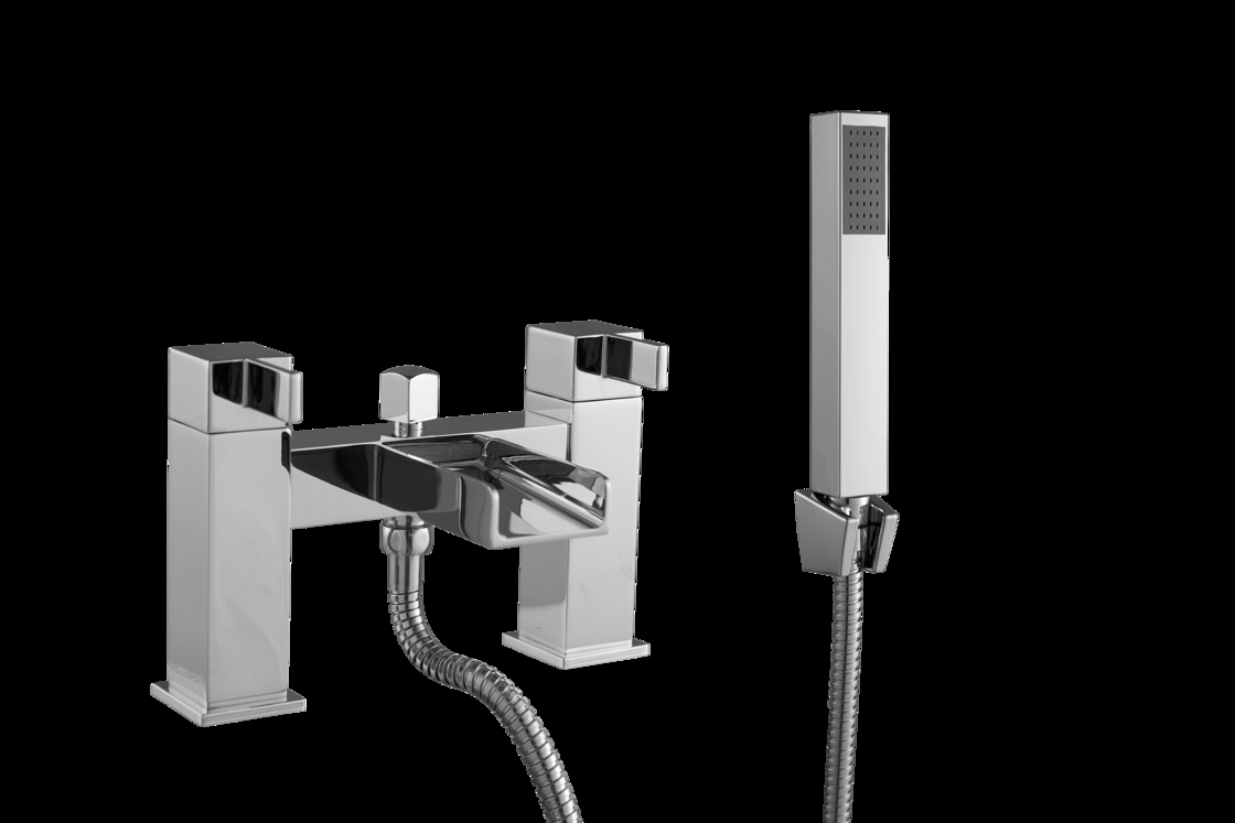 Double Handle Bath Shower Mixer with Chrome Finish and Ceramic Valve for Customizable Water Pressure 0.5-3.0 Bar